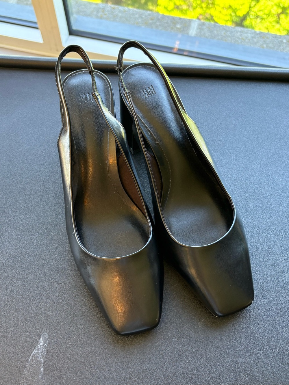 H&M Black Slingback Block Heels – Size 38 (US 7.5–8) – Like New ✨